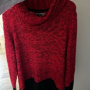 Karl Lagerfeld Red Cowl Neck Sweater. New